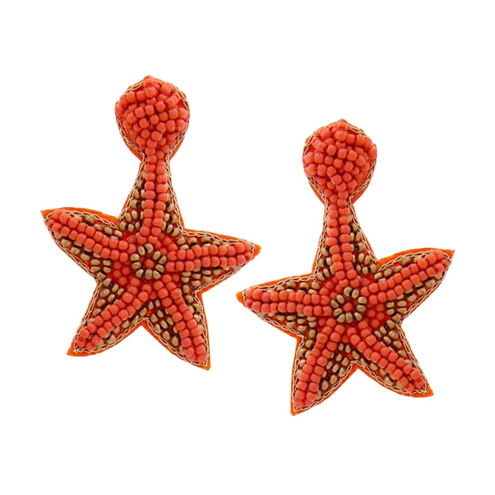 COPY - Lily Posh Coral Starfish Earring, Seed Bead Earring, Marine Life